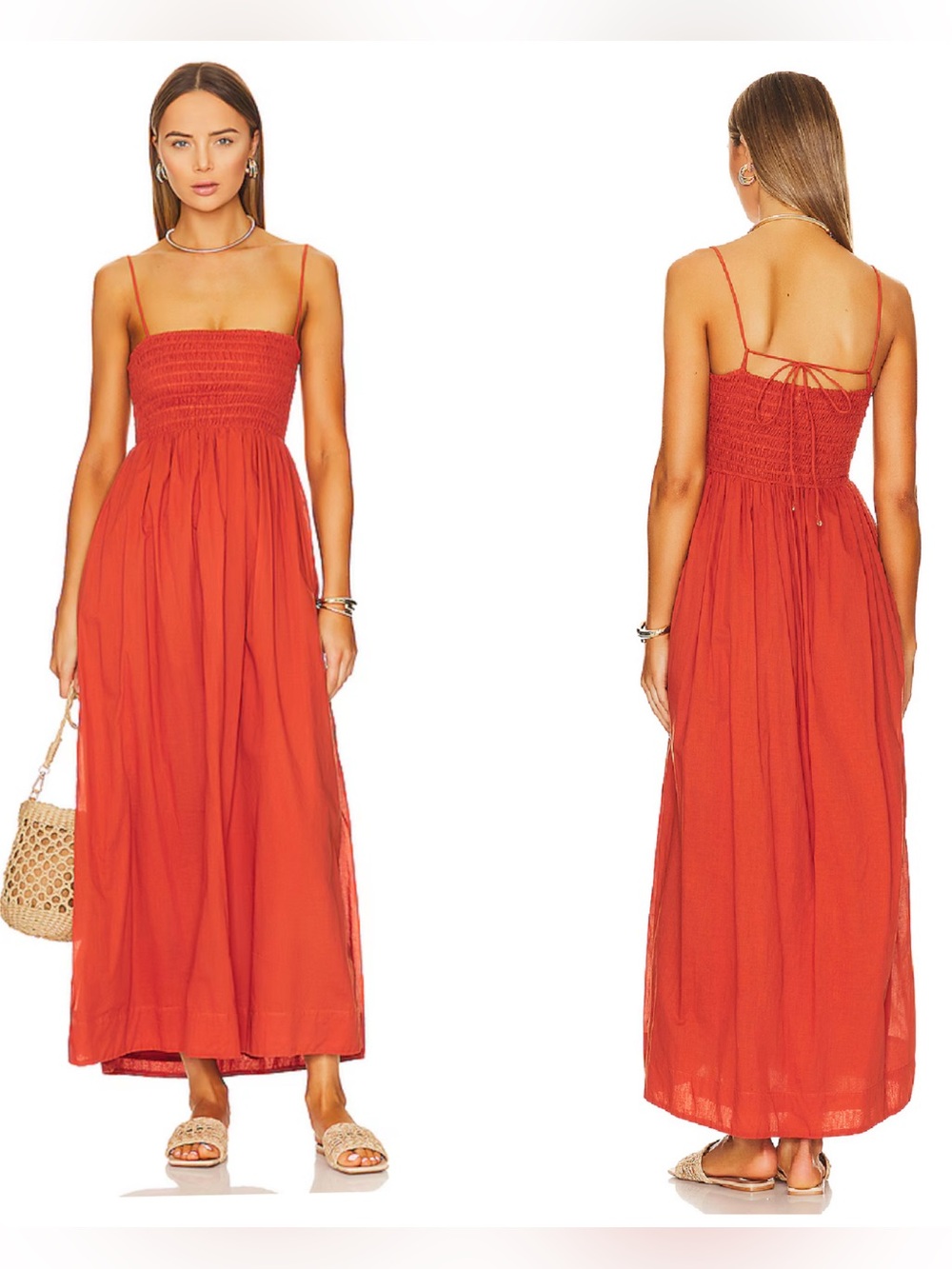 Faithfully the Brand Agolde Smocked Organic Cotton Midi Dress Women’s 6